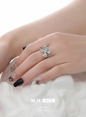 ins冷淡风潮酷四开口戒指女小清新甜指戒时尚气质指环潮