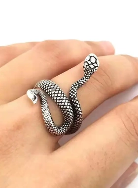 爆款欧美风时尚个性夸张蛇形戒指朋克眼镜蛇生肖指环网络热卖