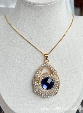 不掉色韩版秋冬毛衣链女简约水滴满钻金色长款高级感饰品衣服配饰