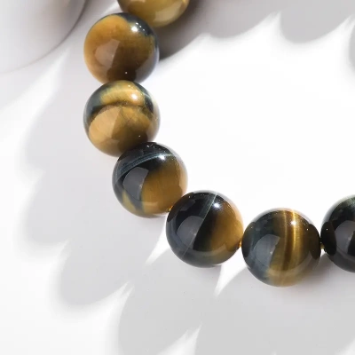 天然蓝黄虎眼石手串男女礼物鹰眼石招财黄虎女款生肖佛珠手串