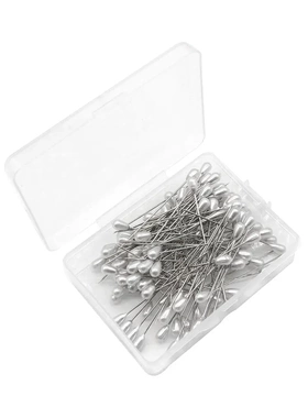 直针服装花朵定位珠光针白色梨形针混色粉色65mm珠针钻石针