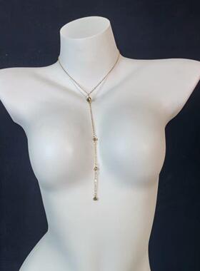 新锆石水滴流苏链气质感锁骨链级款时尚小项众个性百搭XLA015颈链