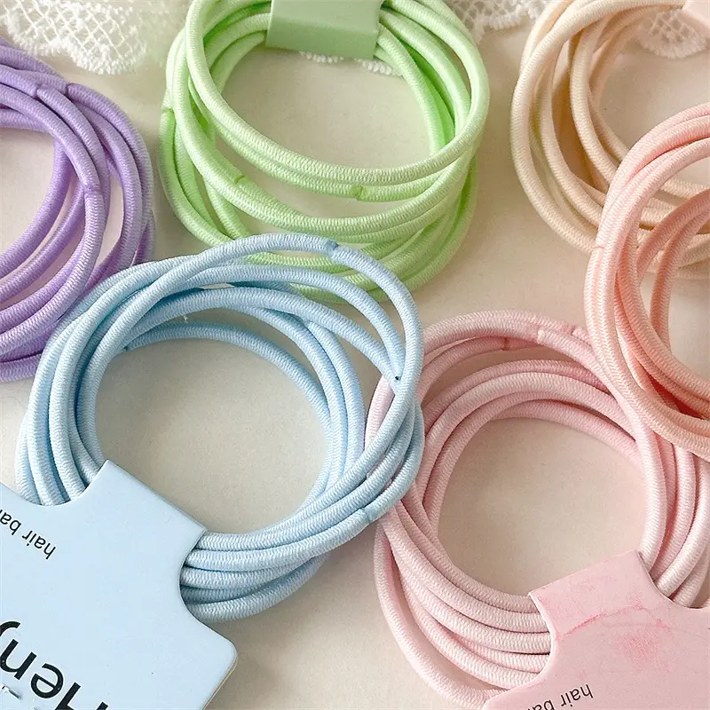 素色时尚可爱加粗皮筋女扎头发绳头饰卡装发圈高弹力耐用头绳发饰