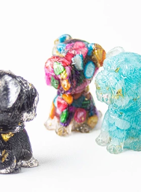 天然水晶碎石滴胶小雪纳瑞可爱狗狗摆件客厅书房办公室桌闺蜜礼物