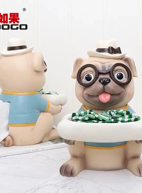 如果可爱卡通树脂收纳盘摆件创意家居纸巾抽纸盒摆饰