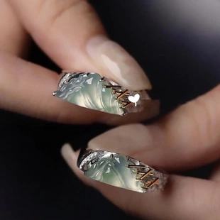 海誓山盟山河对戒古风小众新款精致轻奢百搭情侣款戒指时尚食指戒