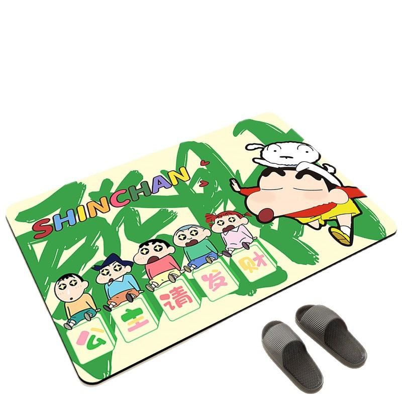 优选蜡笔小新速干地垫家用卫生间防滑垫浴室地垫强Y吸水印花脚.