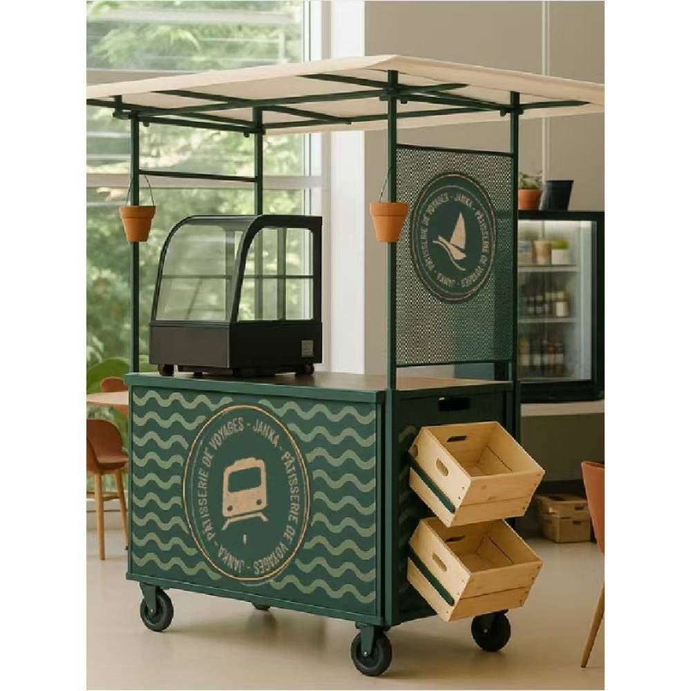 商场创意引流展示小推车多功能可移动店铺装饰花车咖啡奶茶售卖车