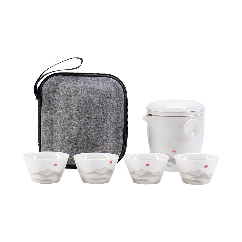 羊脂玉白瓷旅行功夫茶具小套装家用便携式快客杯一人饮户外泡茶杯