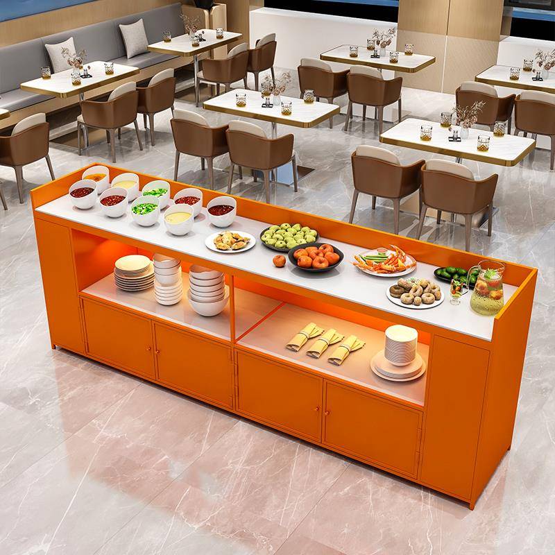 火锅店调料台靠墙取餐桌布简约取餐桌小料台酒店食堂单面自助餐桌
