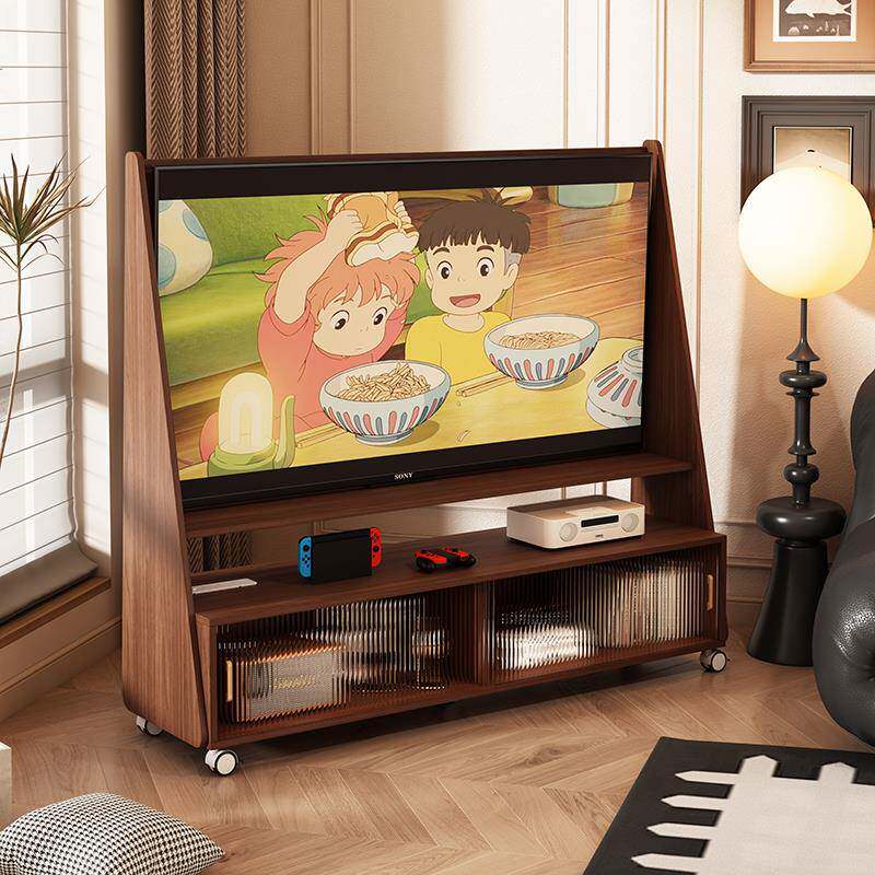 实木可移动电视机柜带轮卧室客厅家用小户型支架落地式超窄款超薄