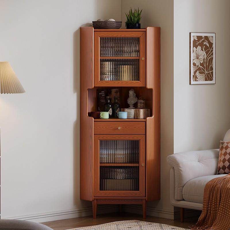 实木三角形转角柜墙角柜角落靠墙收纳柜餐边柜边角柜子拐角置物架