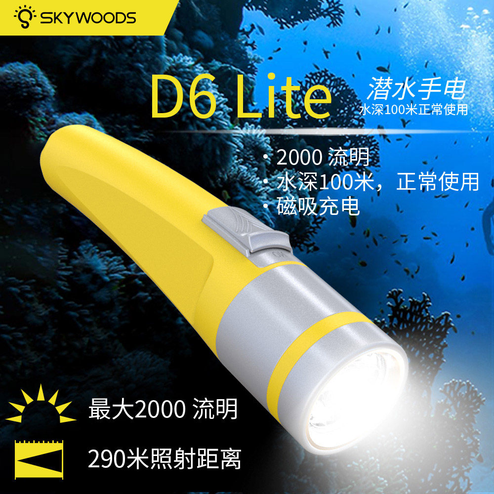 潜水手电筒小巧便携2000流明超亮