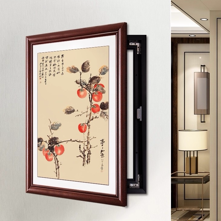 新中式电表箱装饰画竖款配