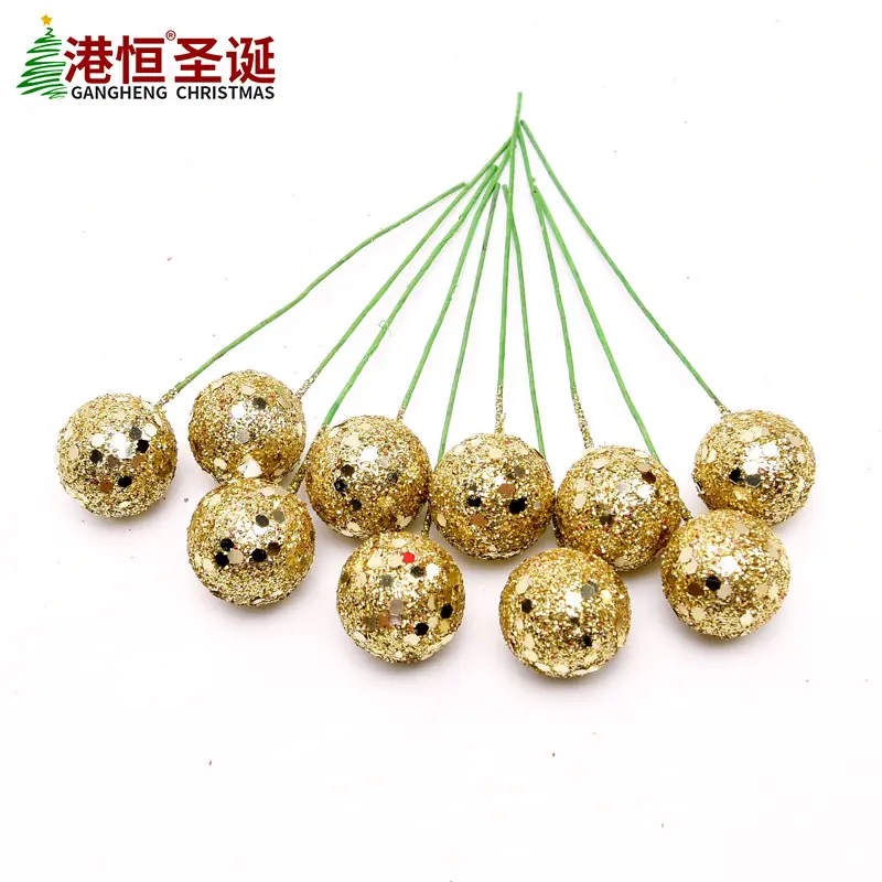 金葱粉圣诞果子浆果 仿真泡沫小圣诞树装饰品配件拍照道具CG024