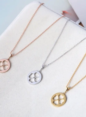 欧美饰心多色镂空四光面质感项链锁骨链女士混批铜镀金心形S01962