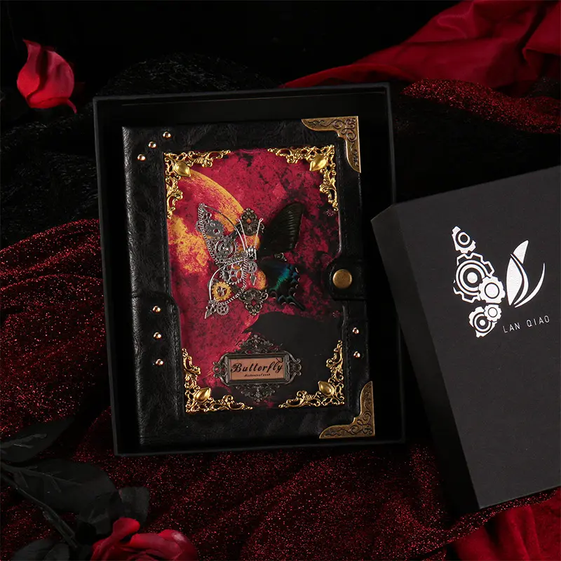 浮雕笔记本活页纸手账日记本子高颜值女生手帐本礼盒装活页替芯