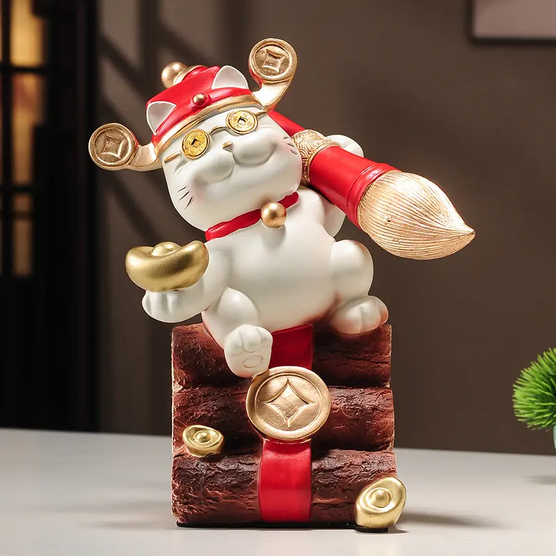 大麦招财猫摆件轻奢高档家用客厅酒电视柜办公室旺宅高级感装饰品