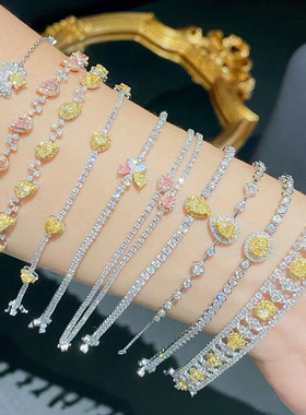 锆石树叶爱心手链高级感时尚气质几何手环网红新款通勤百搭耳饰女