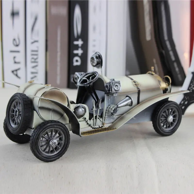 铁皮车模型复古手工收藏品美式赛车模型创意金属工艺品家饰品家居