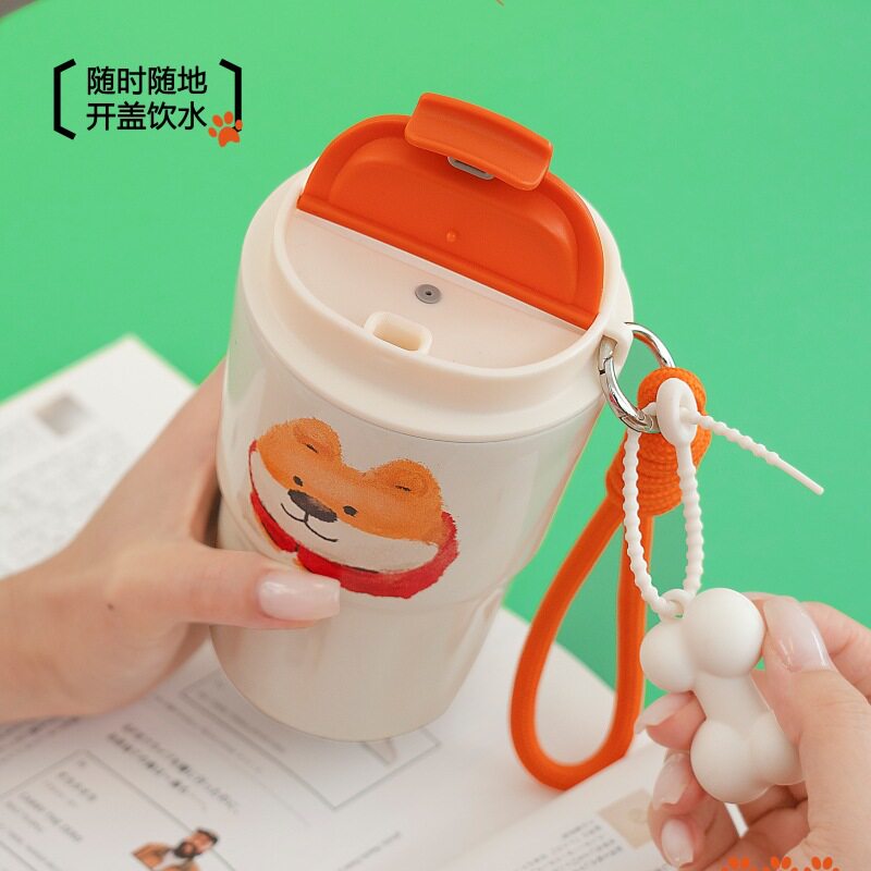 迪尔新款柯基保温杯高颜值水杯咖啡杯小巧学生杯子女士卡通340ml