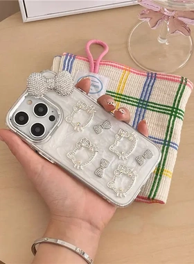 闪粉猫咪结适用iphone15promax1614硅胶13女新款软壳tpu卡通胶粘