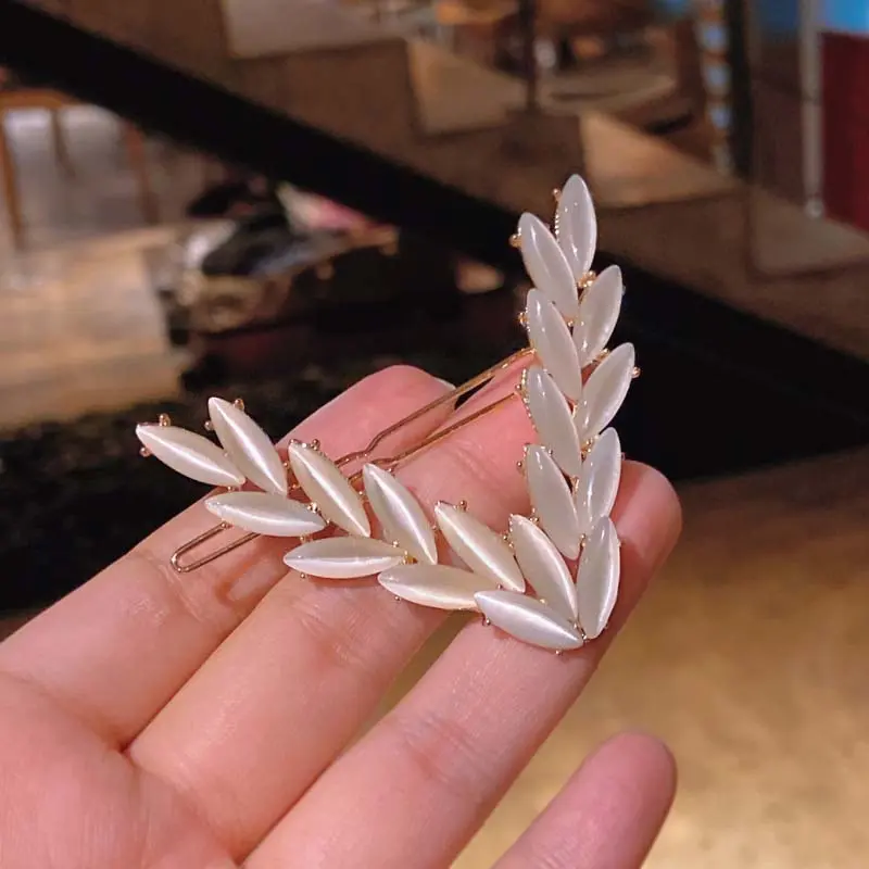 几何v字母树叶石发夹女简约时尚气质甜美刘海夹边夹发饰合金女式