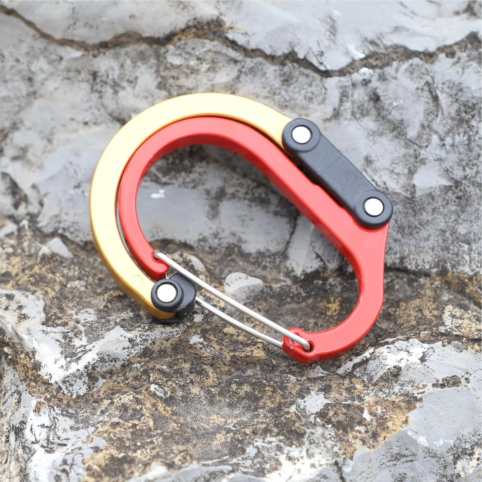户外登山扣快拆攀岩水瓶扣 露营度旋转快挂锁扣 铝合金d型锁扣D型