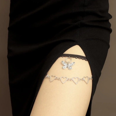 欧美饰品ins镂空爱心吊坠大腿链辣妹高级感夏季沙滩leg hain脚链