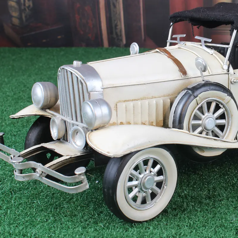 经典复古铁皮汽车模型家居摆件 手工工艺品 创意礼品QC052白色