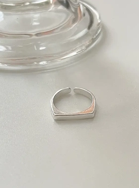 韩版时尚平形光面戒指女ins小众设计简约个性斜面开口指环手饰品