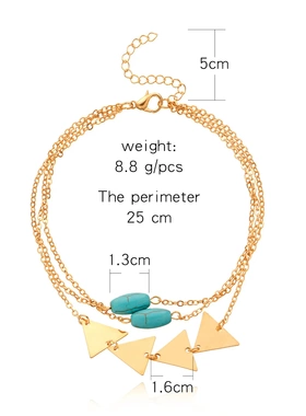 新款 ebay 热卖 复古 松石形流苏链条手臂链手链合金电镀ZW3305