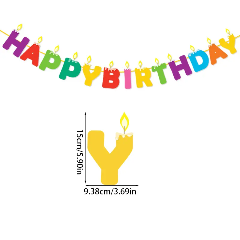 新品生日派对拉旗横幅y birthday背景装饰字母拉旗装扮布置套餐纸