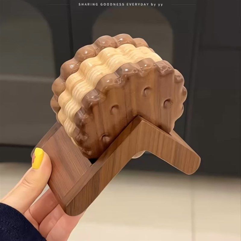 饼干隔热垫家用餐桌耐高温防烫实木D桌垫厨房锅垫盘垫原木风茶杯