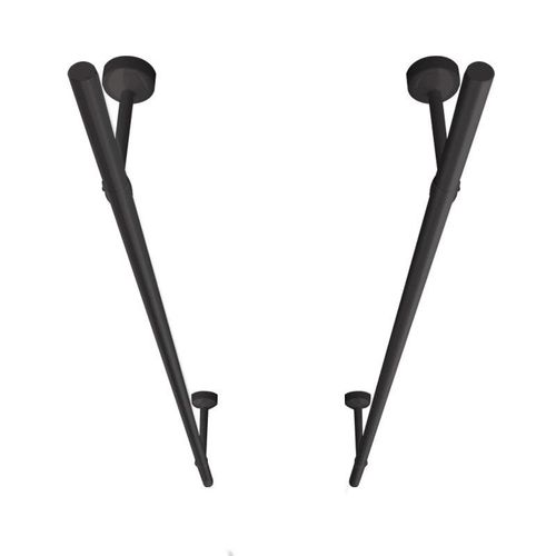 晾衣杆阳台顶装固定式黑色32mm不锈钢晾衣架晒衣V杆家用一根单杆