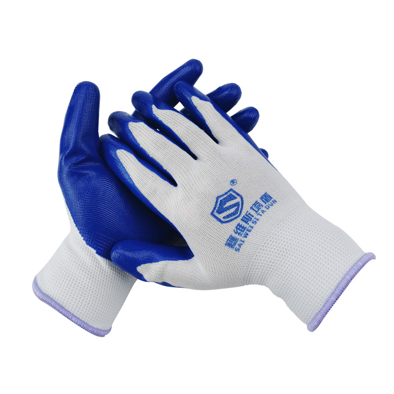 塞维丁晴手套男工地干活耐磨加厚劳保I浸胶防水防滑防油工作手套