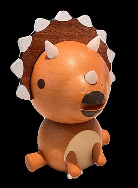 森活木质有e趣车载摇头摆件中控台汽车内饰饰品实木弹簧恐龙耶诞