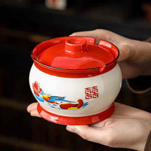 网红创意痰盂烟灰缸办公室客厅怀旧中式搞怪陶瓷带盖防飞灰烟缸