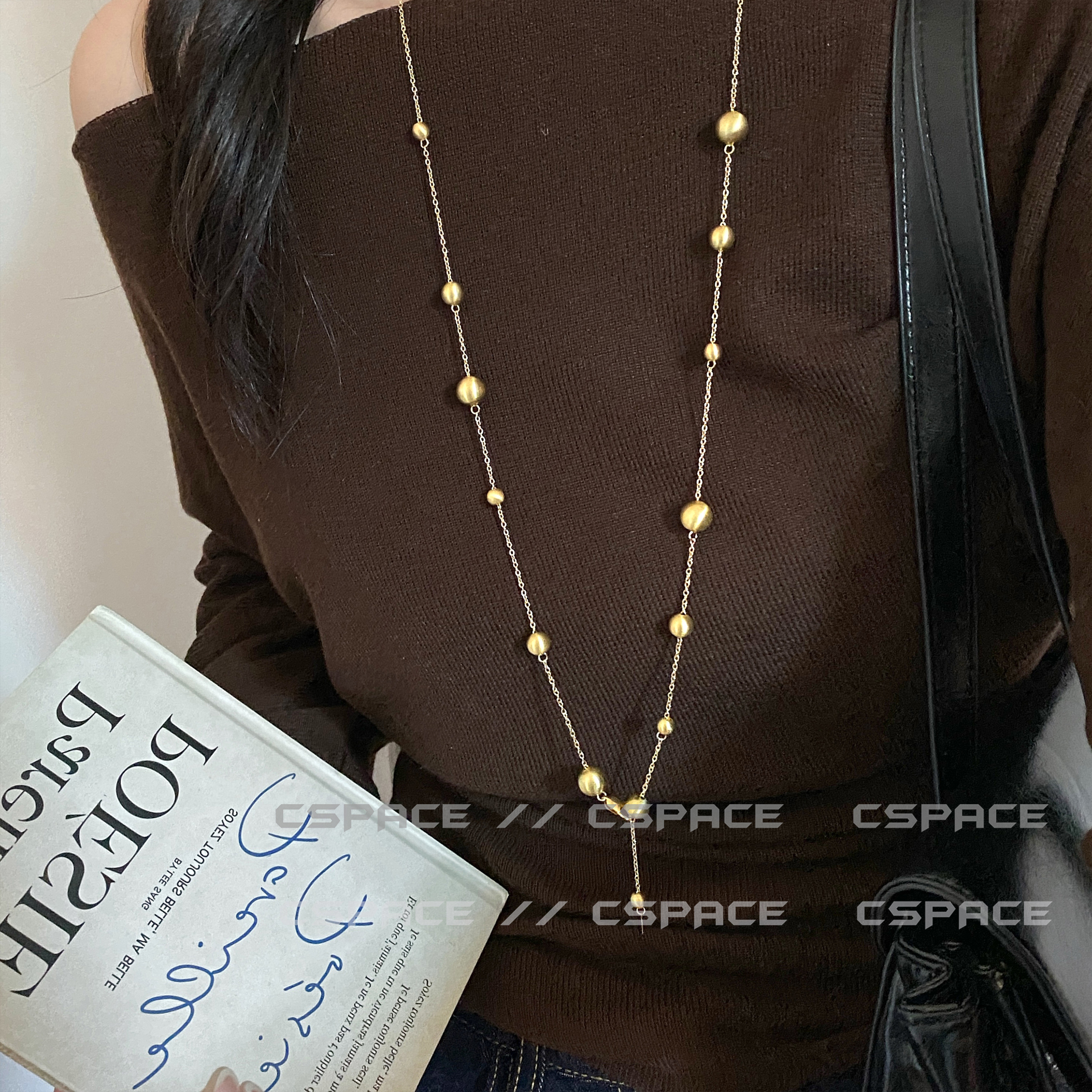 复古一链多戴满天星圆珠链条项链