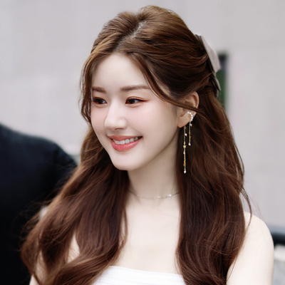 赵露思同款仿珍珠星星流苏耳夹