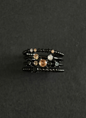 复古暗黑多层环绕爆闪戒指轻奢