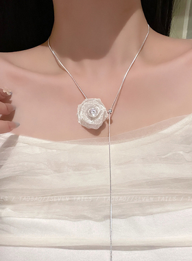 超仙网纱玫瑰花项链女配饰