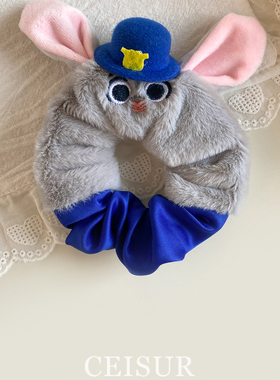 疯狂动物城毛绒朱迪兔子警官发圈