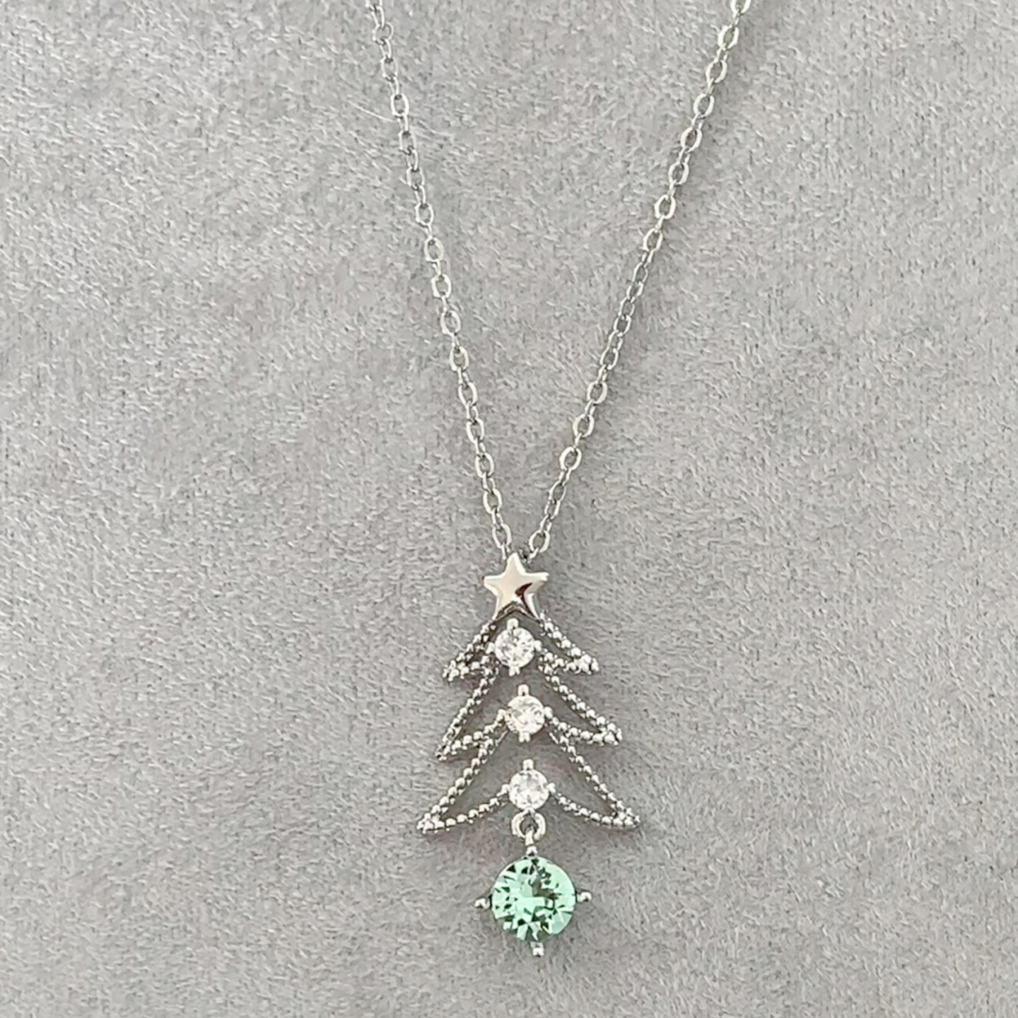 圣诞限定爆闪镂空圣诞树星星项链