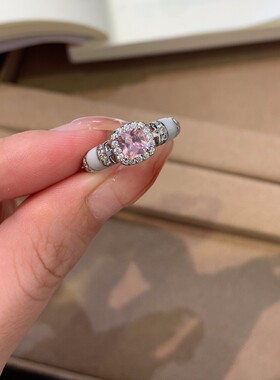 中古vintage粉色方糖戒指女生