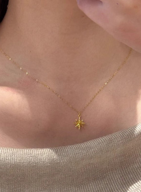 金色闪耀八芒星项链女颈链