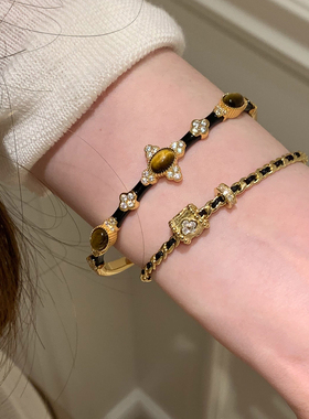 秋冬美拉德仿虎眼石手镯耳圈