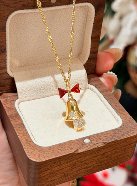 圣诞限定爆闪铃铛蝴蝶结吊坠项链