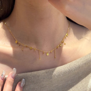 金色碎冰冰爱心项链女2025新款爆款吊坠轻奢小众高级感锁骨链配饰