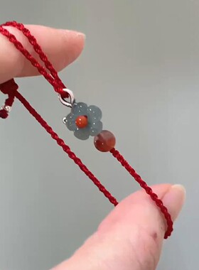 新中式本命年红色编织有钱花手绳